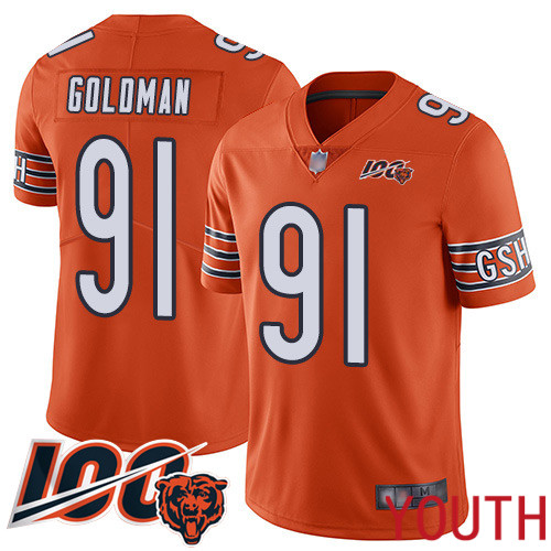Chicago Bears Limited Orange Youth Eddie Goldman Alternate Jersey NFL Football #91 100th Season->women nfl jersey->Women Jersey